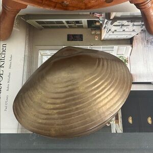 Vintage Brass Clam Shell Box